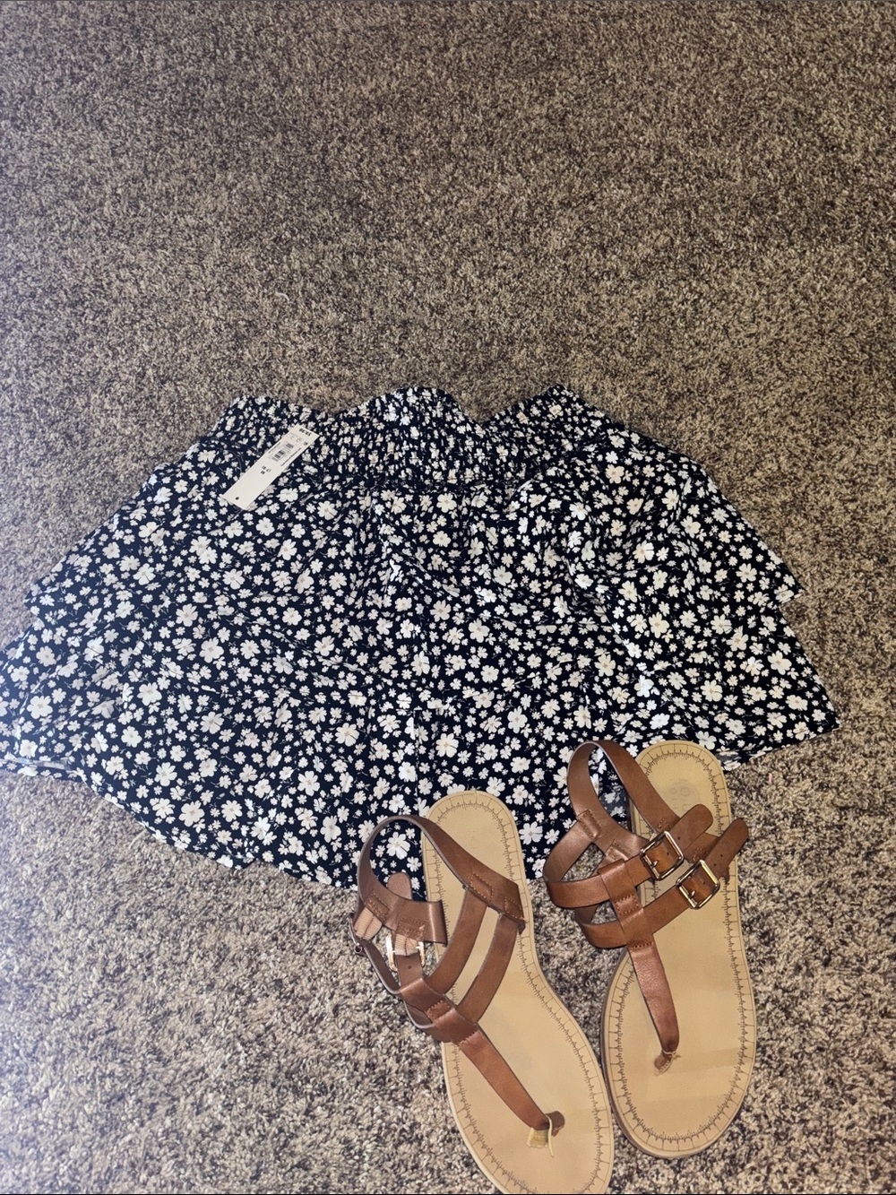 No Boundaries Black and White Floral Skater Skirt